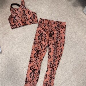 Chic Snake Print Leggings and bra matching Set